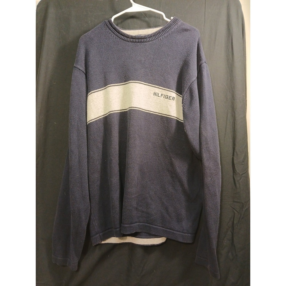 Vintage 90s Tommy Hilfiger Knit Sweater Pullover Logo Spell Out Mens Large Y2K